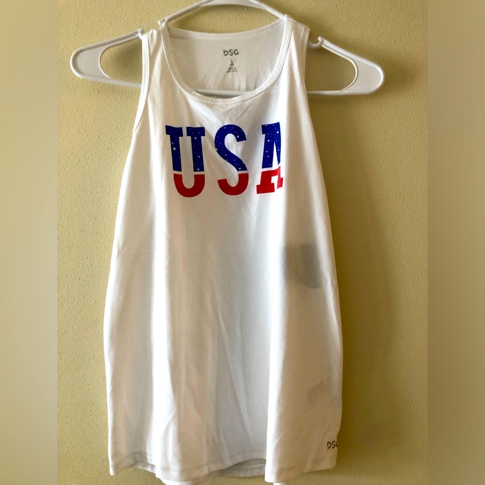 USA Tank Top - Sparkle Lettering - Girls